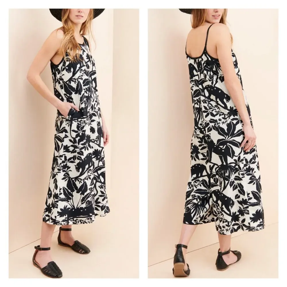 Maeve Chrysanthemum Floral Animal Print Wide Leg Jumpsuit Size L - Picture 16 of 16